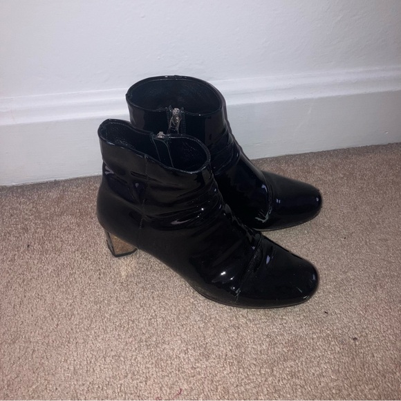 Prada Metal Block Heel Patent Leather Ankle Boot - Picture 8 of 15
